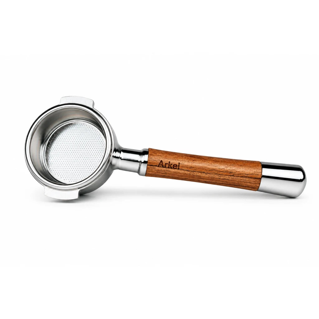Arkel 58 mm portafilter med dobbelt tud og træhåndtag, følger med Tide