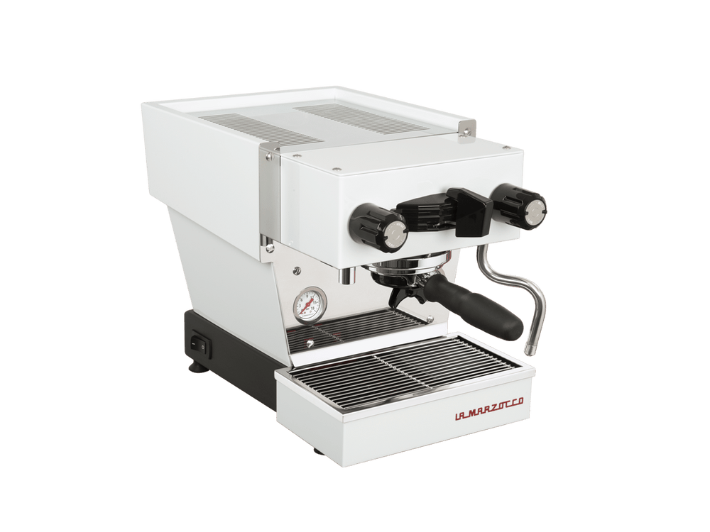 La Marzocco Linea Micra i hvid, set skråt forfra