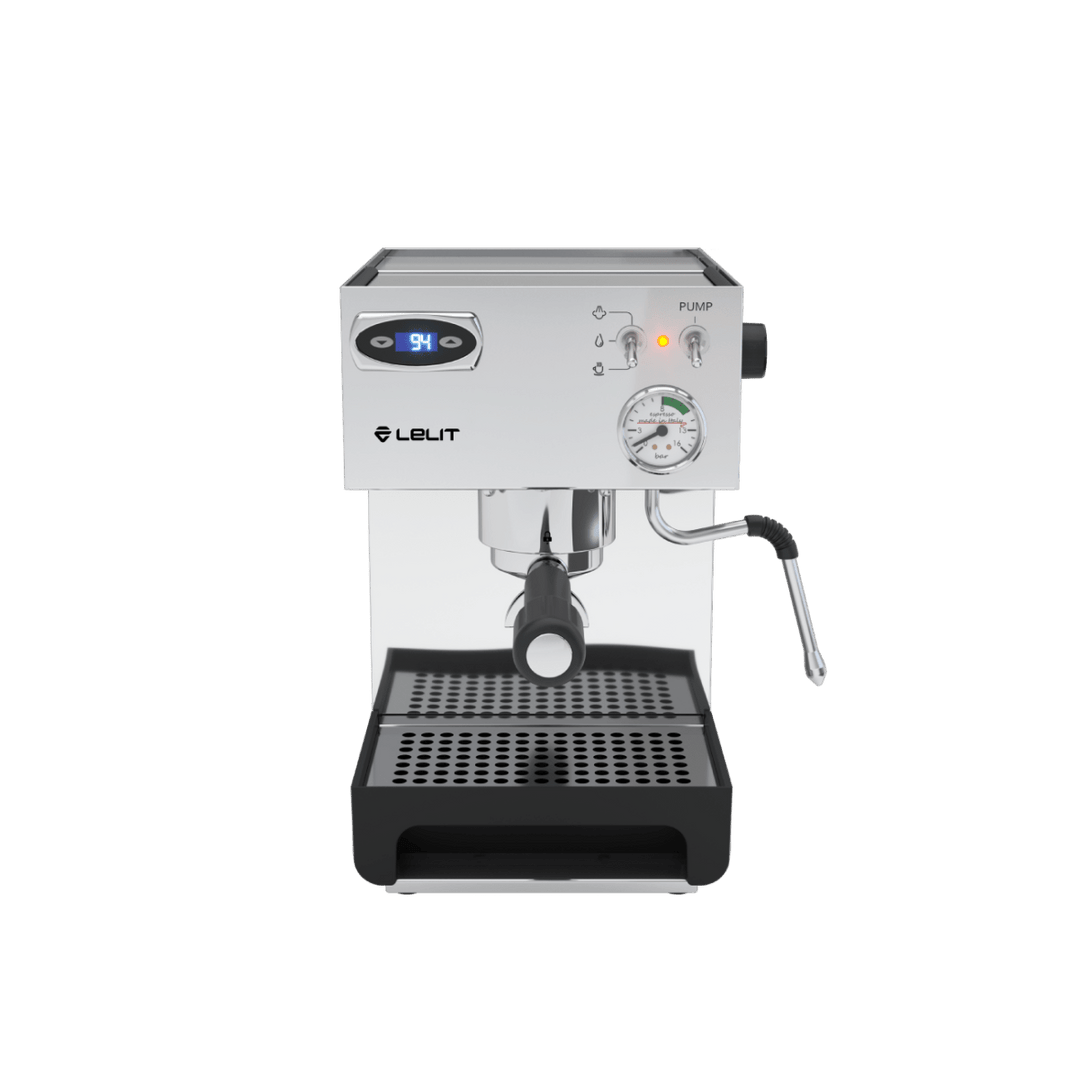 Lelit Anna PID espressomaskine PL41TEM i rustfrit stål set skråt forfra