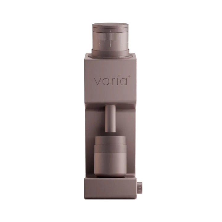 Varia VS4 kaffekværn i rose, ubrugt med åbnet emballage, set forfra